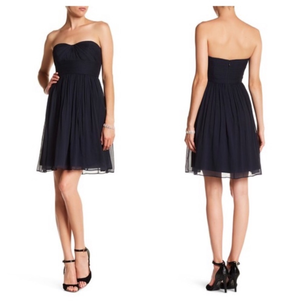 JCrew Navy Silk Strapless Dress